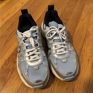 Nike Metallic Silver and Light Blue Athletic Shoes